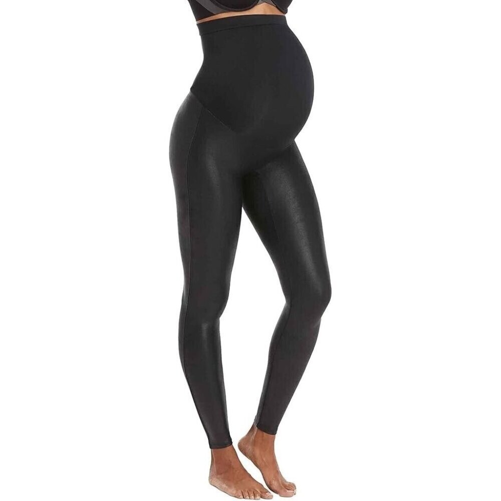 SPANX Mama Maternity Faux Leather Leggings Women's Size Small GUC